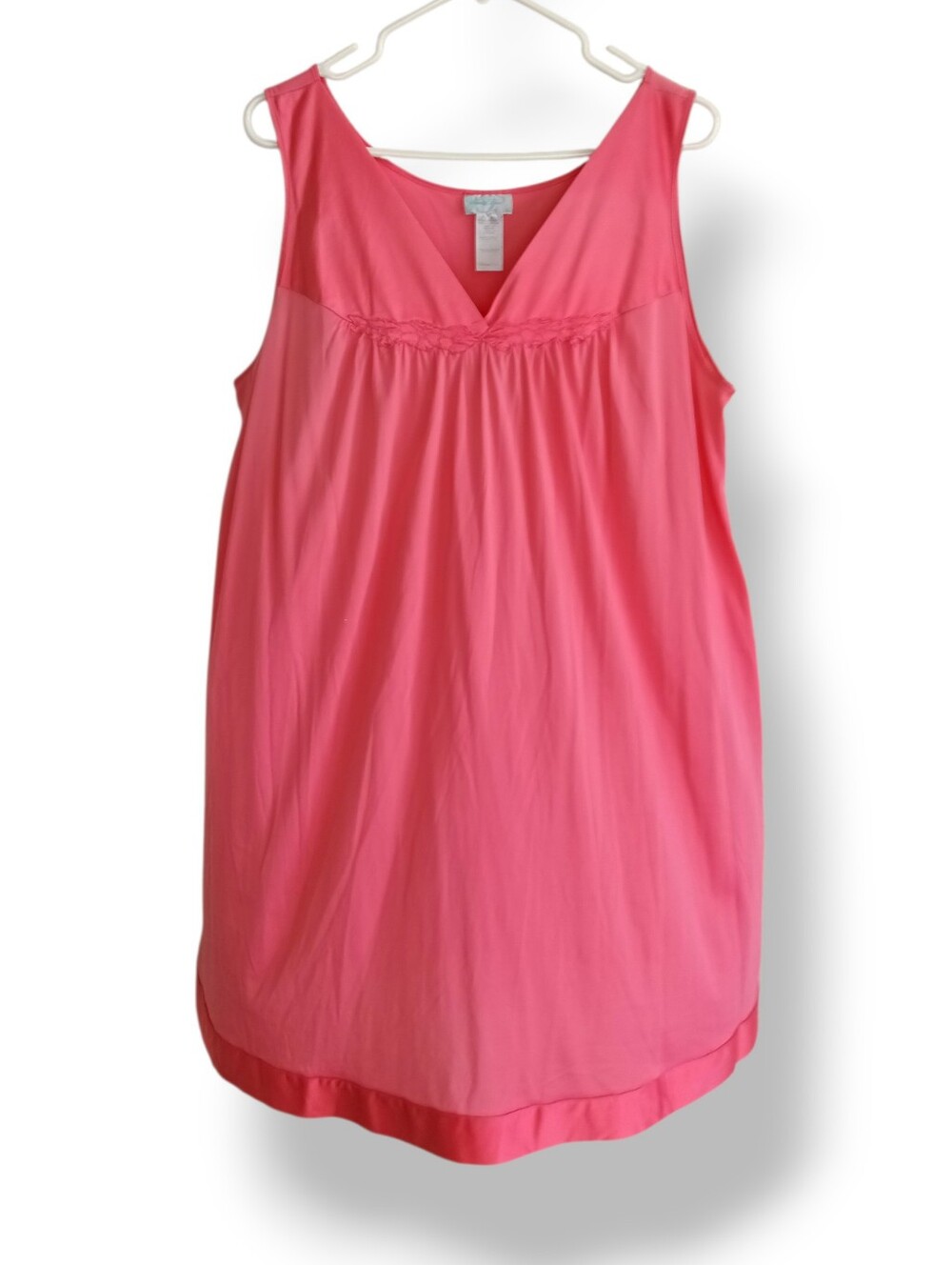 Vanity Fair Pink Sleeveless Chemise Pajama Slip Dress Retro Flowy Lightweight